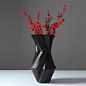 现代简约北欧黑色扭转几何花器花瓶摆件 样板房售楼处软装摆设-淘宝网