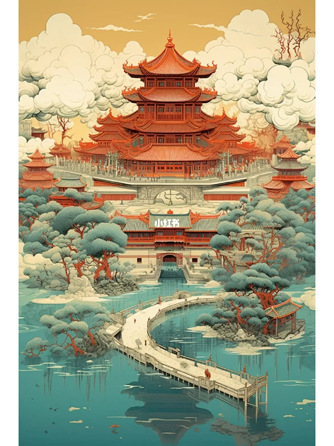 国风插画|建筑风景
