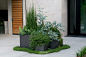 Contemporary lead pots using textural plants including equisetum (horsetail grass), rosmarinus prostrates (trailing rosemary), and eucalyptus. A Planters design. Atlanta, GA Repinned by www.vessou.com #pots #planters #vasi #interiors #interiordesign #arch