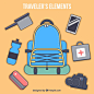Traveler objects collection Free Vector