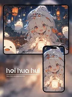 萌萌幽灵-小萌灯丨iPad壁纸丨手机壁纸_2_黑画灰