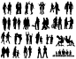 People in Couples Silhouettes Vector Free