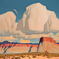 #SC daily# #风味画廊#

⛰️  荒漠、峡谷和戈壁，凝视让心情变得平静
插画/Brett Allen Johnson