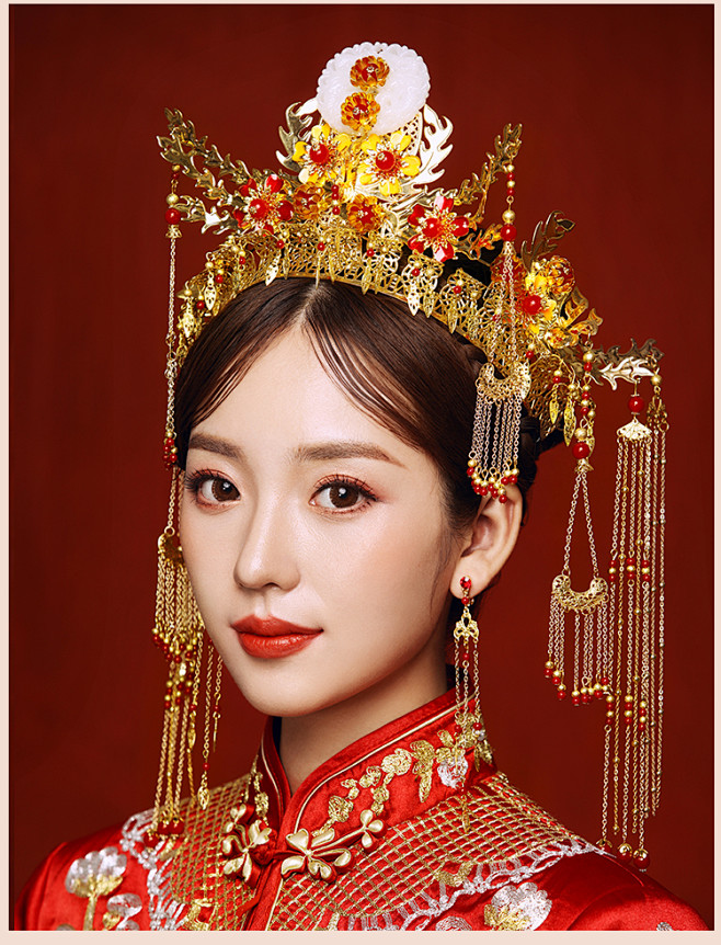 新娘秀禾头饰婚礼龙凤褂秀禾服凤冠中式大气...