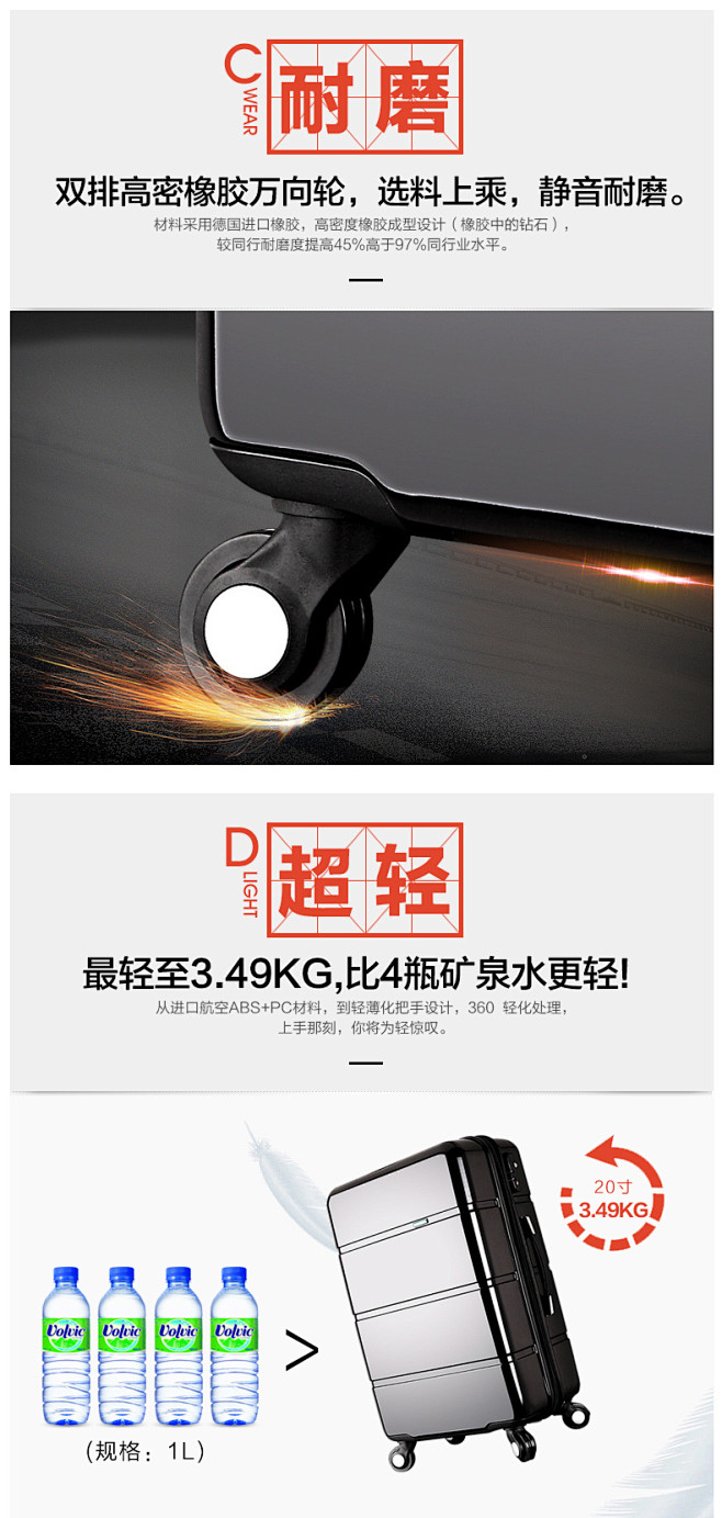 第九城(V.NINE)拉杆箱 防刮防撞万...
