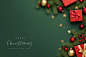 Nice greeting christmas on green background with copyspace