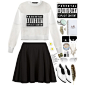 A fashion look from May 2014 featuring sweat shirts, circle skirt and white handbags. Browse and shop related looks.
