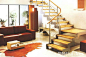 室内客厅木楼梯图片—土拨鼠装饰设计门户