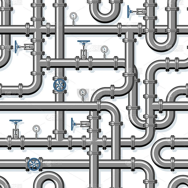 Pipeline realistic vector seamless pattern in flat素材-花瓣网