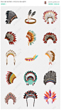 原创卡通手绘印第安人彩色羽毛头饰png素材