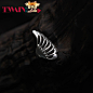唐恩Twain  镂空雕刻羽毛开口可调节纯银戒指  黑暗中的舞者包邮 原创 设计 新款 2013