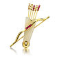 a multie-gem and gold quiver and arrows brooch Cartier