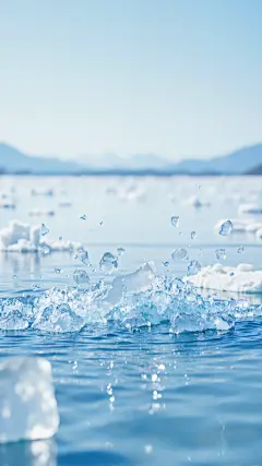 风光系列清新感飞溅冰块湖泊背景