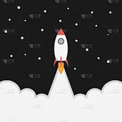 云,火箭,矢量,商务,天空,绘画插图,正下方视角,太空,头球,飞