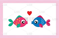 情人节婚礼贺卡与鱼夫妇向量