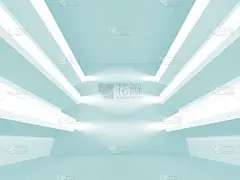 带绿色阴影的白色抽象几何建筑背景