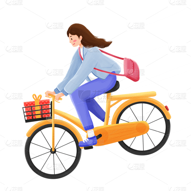 卡通感清明节女生元素贴纸