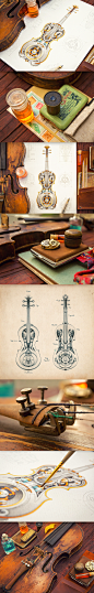 Dribbble - Steampunk_violin.jpg by Mike | Creative Mints