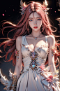 (aerial view,view of city),1girl flying in air,beautiful cute crystal girl in 26 years old, wearing crystal wear, the crystal is evil, black and pink and red glowing crystal, crystal pink hair, the power is every wear, she is evil but cute, the crystal is