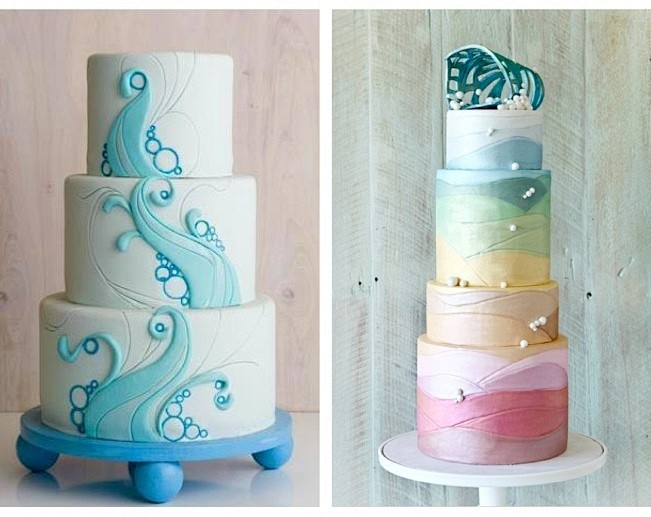 海洋元素的婚礼蛋糕