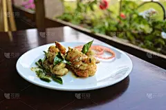 虾,香料,盘子,草本,格子烤肉,水平画幅,海产,夏天,特写
