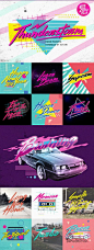 80's Font Thunderstorm. A hand-made brush typeface inspired by 80s-90s music, retro, disco, grunge, and pop culture.  uses for poster, logo, clothing, books, invitation, logo, etc. Download: https://creativemarket.com/Aiyari/484029-Thunderstorm-(With-Extr