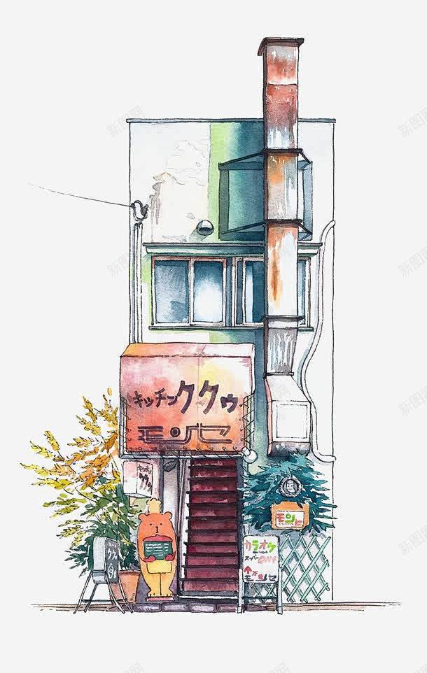 街景建筑物高清素材 商铺 日系 海报装饰...
