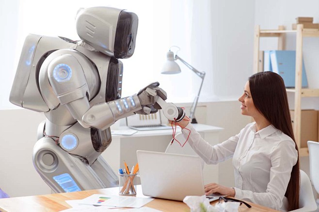 创意机器人与职业女性高清图片 - 素材中...