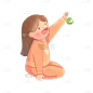 手绘圣诞节睡衣女孩玩彩球元素贴纸
