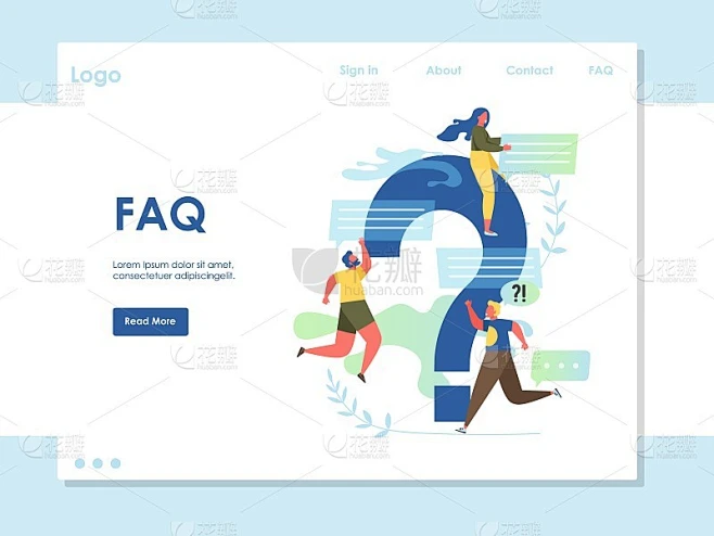 FAQ矢量网站登陆页面设计模板素材-花瓣网
