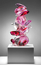 艾比潜行的摇滚宝石雕塑handblown LLE-DOM当代艺术玻璃艺术玻璃和大理石