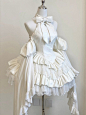 [$59.50]White Princess Halter Neck Dress Cutout Back Jumper Skirt