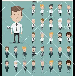 卡通公司商务职场员工白领PPT讲解营销表情包插画配图素材F112-淘宝网