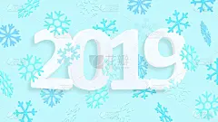 2019年新年壁纸。雪花。3 d背景。土猪年。寒假。3D新年海报。柔和的。极简主义。时尚现代的插图。