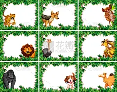 动物,边框,华丽的,请柬,猎豹,狮子,狗,模板,布置,复古