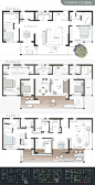 170㎡两居三居方案CAD+PS彩平图