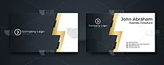 现代名片-创意和干净的名片模板。豪华名片设计模板。优雅的金色黑色背景与抽象的金色元素。矢量图