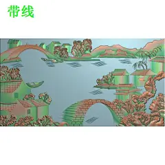 S-012精雕图灰度浮雕图雕刻山水