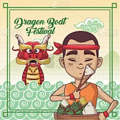卡通,龙舟赛,可爱的,亚洲,远古的,传统,概念,食品,设计