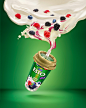 Electric Art | Danone Yogurt : Tokyo agency Arcade hired EA to create a cascading wave of yogurt & berries. Stephen Stewart did a great job of shooting the yogurt, syrup and fruit which EA combined with a CG cup and background for the final image. Tas