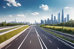 沥青道路蓝天白云高速公路摄影图