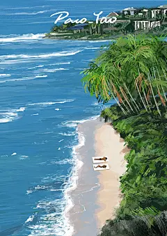 Paco_Yao 原创插画 禁止商用 夏天夏季 海边沙滩 晒成碳