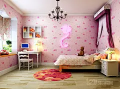 简约风格女生卧室壁纸装修效果图