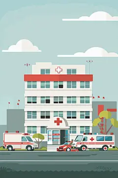 医院建筑插画插图