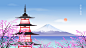 富士山樱花盛开
