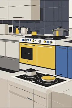 彩色现代厨房插画