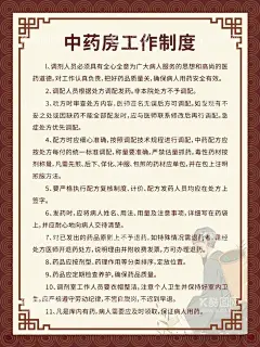 中医中药房工作制度牌  - 源文件下载【酷图网】大气,复古,工作制度牌,简约,企业文化海报,中国风,中药房