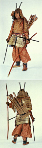 Procession of military officials of early heian era. Japanese armor.