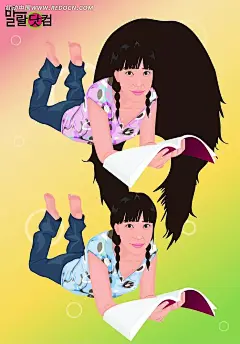 趴在地上看书的手绘美女eps|卡通美女|卡通人物|卡通人物图片|漫画人物|人物素材|人物图片|矢量美女|矢量人物|手绘|手绘画|手绘美女|鼠绘