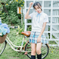骑自行车清纯校花美女校道清新阳光俏皮唯美写真|校花|写真|自行车_新浪网